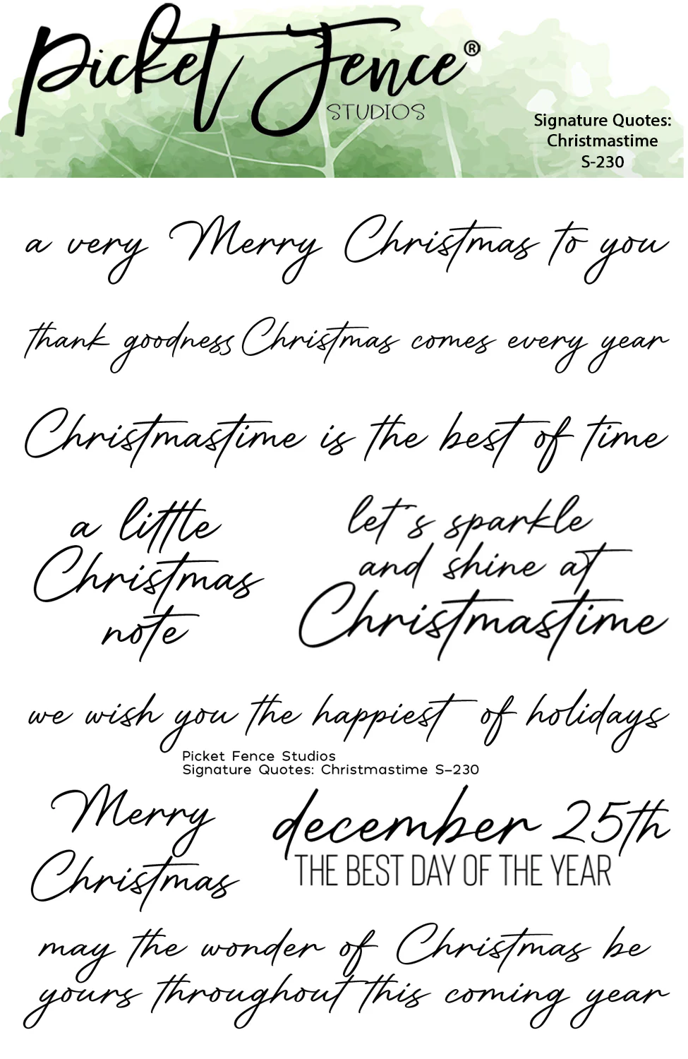 *NEW* - Picket Fence Studios - Signature Quotes: Christmastime