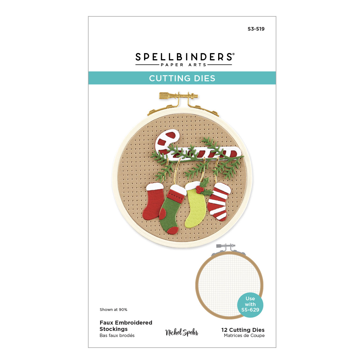 Spellbinders - Faux Embroidered Stockings Etched Dies from the Nichol's Needlework Collection by Nichol Spohr (SO)