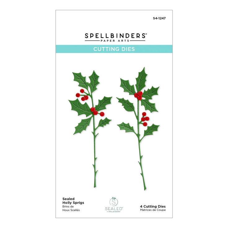 Spellbinders - SEALED HOLLY SPRIGS ETCHED DIES FROM SEALED FOR THE HOLIDAYS COLLECTION