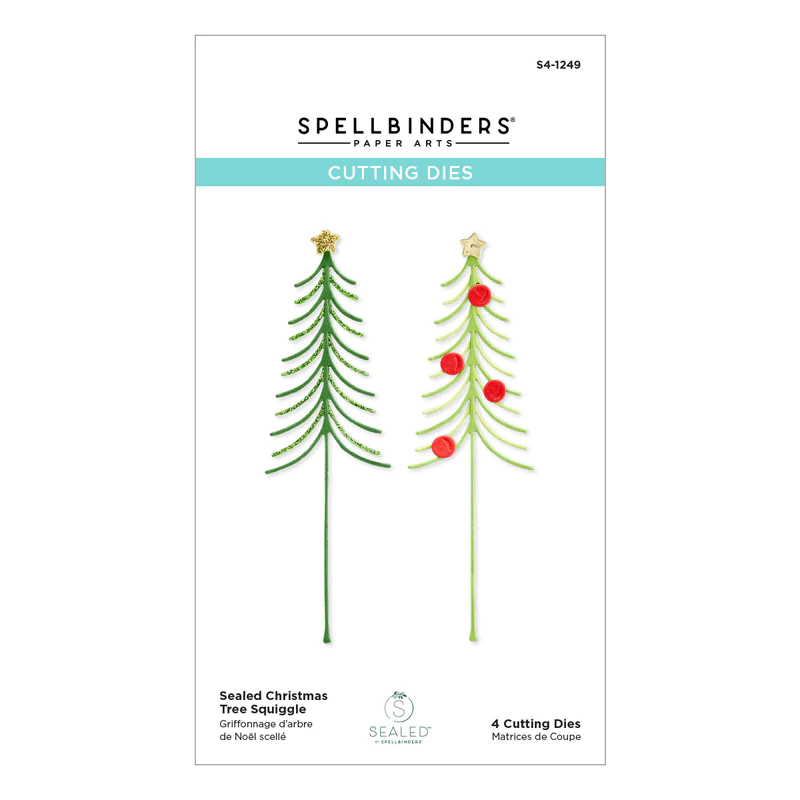 Spellbinders - SEALED CHRISTMAS TREE SQUIGGLE ETCHED DIES FROM SEALED FOR THE HOLIDAYS COLLECTION