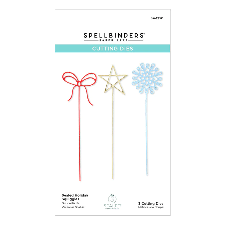 Spellbinders - SEALED HOLIDAY SQUIGGLES ETCHED DIES FROM SEALED FOR THE HOLIDAYS COLLECTION (SO)
