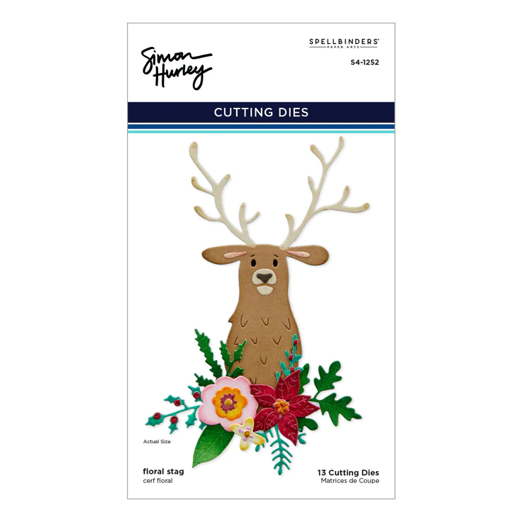 Spellbinders - FLORAL STAG ETCHED DIES FROM JOYFUL CHRISTMAS COLLECTION BY SIMON HURLEY