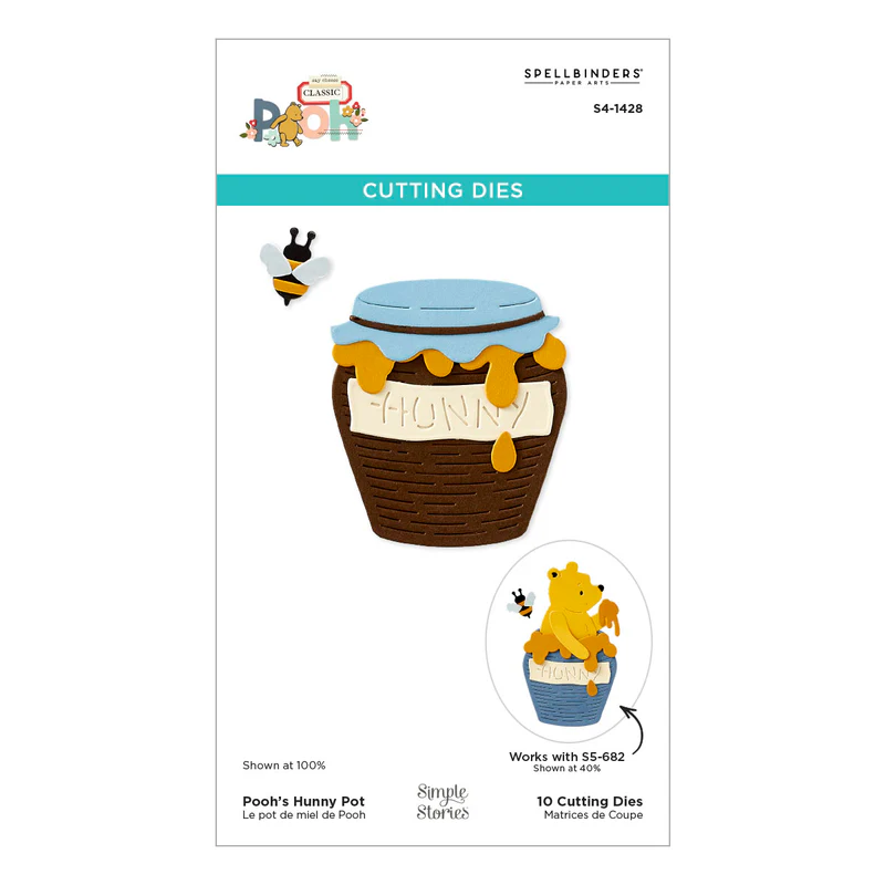 Spellbinders - Pooh's Hunny Pot Etched Dies from the Say Cheese Classic Pooh Collection in Collaboration with Simple Stories (SB10)
