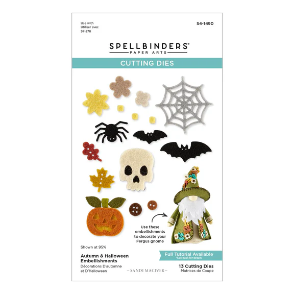 Spellbinders - Autumn & Halloween Embellishments Etched Dies from the 3D Felt Decor Collection by Sandi MacIver