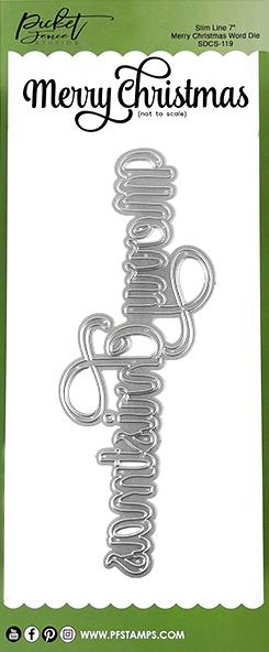 Picket Fence Studios - Slim Line 7" Merry Christmas Word Die