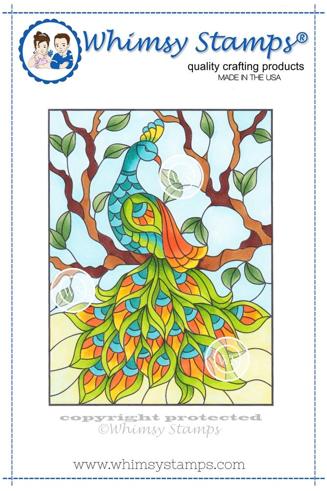 Whimsy Stamps - Stained Glass Peacock