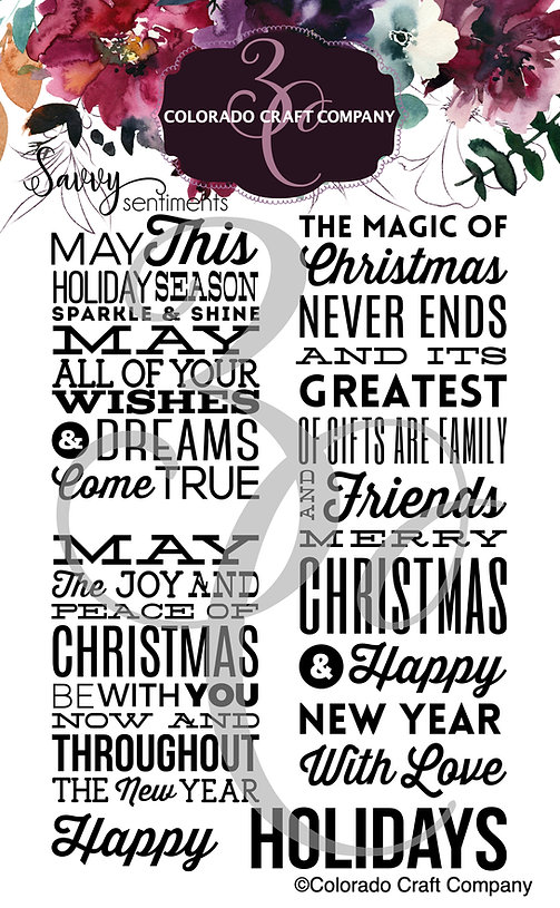 Colorado Craft Company - Savvy Sentiments~Holiday Quick Cards Small 4 x 6 Clear Stamps