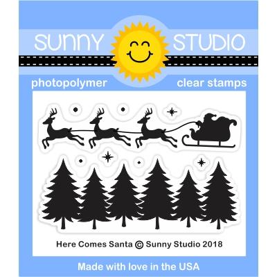 Sunny Studio - Here Comes Santa Stamp