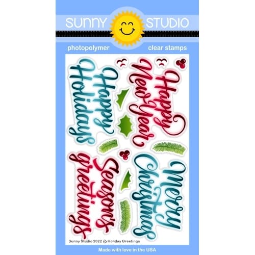 Sunny Studio - Holiday Greetings 4x6 Clear Stamps