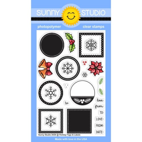 **NEW* - Sunny Studio - Holiday Tags & Labels 4x6 Clear Stamps