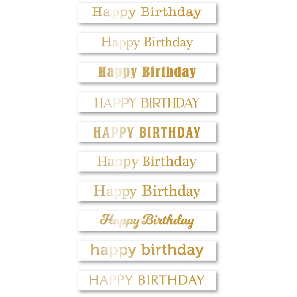 *NEW* - Memory Box - Happy Birthday Foil Greetings White Tabs