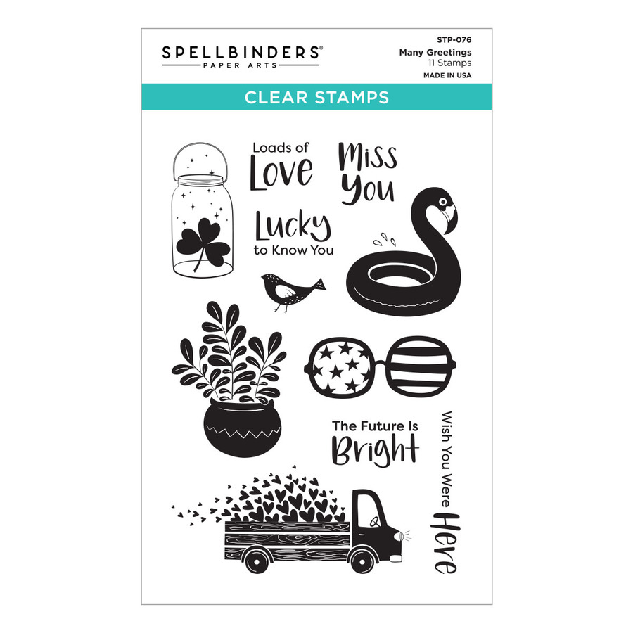 Spellbinders - Many Greetings Clear Stamp Set from the Cardmaker III Collection (sb8)