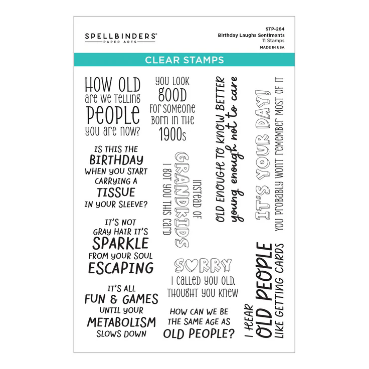 **NEW* - Spellbinders - Birthday Laughs Sentiments Clear Stamp Set