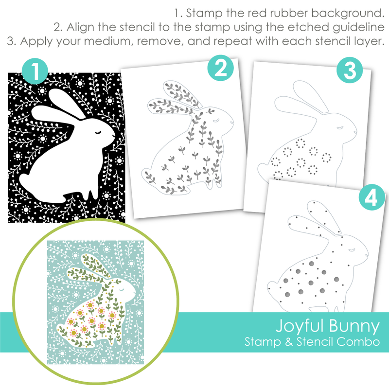 Taylored Expression - Joyful Bunny Stamp & Stencil Combo