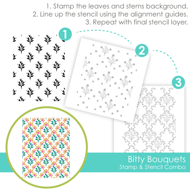 Taylored Expression - Bitty Bouquets Stamp & Stencil Combo