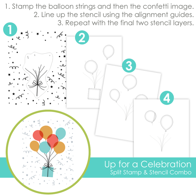 **NEW* - Taylored Expression - Up for a Celebration Split Stamp & Stencil Combo