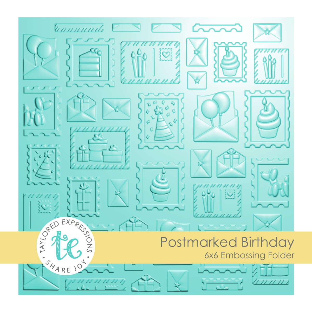 **NEW* - Taylored Expression - 3D Embossing Folder - Postmarked - Birthday