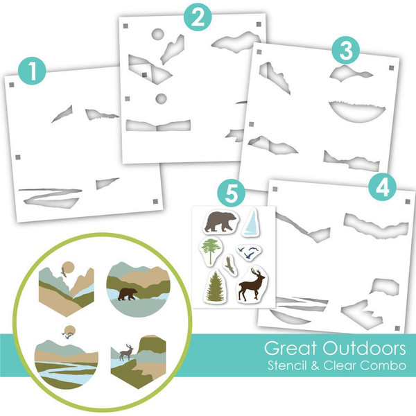 Taylored Expression - Great Outdoors Layering Stencil & Clear Combo
