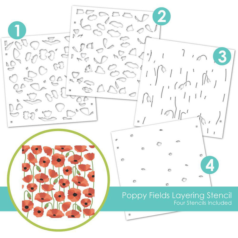 Taylored Expression - Poppy Fields Layering Stencil