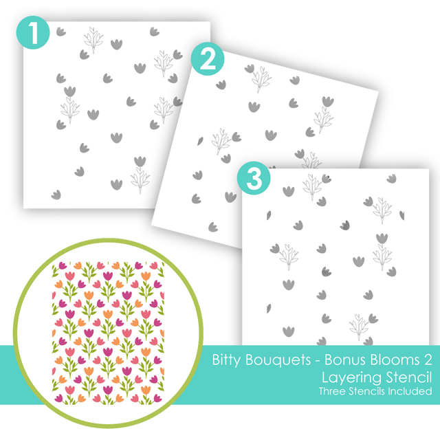 Taylored Expression - Bitty Bouquets - Bonus Blooms 2 Layering Stencil