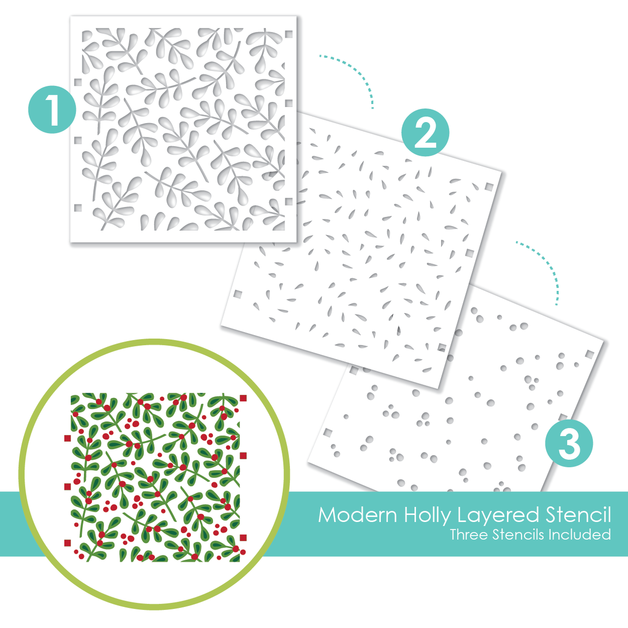 Taylored Expression - Modern Holly Layered Stencil