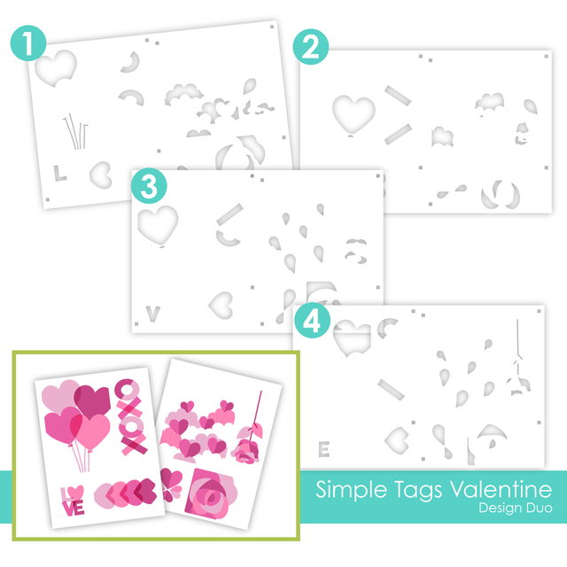 *NEW* - Taylored Expression - Design Duo Layering Stencil - Simple Tags Valentine