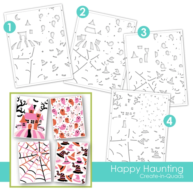 **NEW* - Taylored Expression - Create-in-Quads Layering Stencil - Happy Haunting