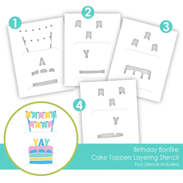 **NEW* - Taylored Expression - Birthday Bonfire Cake Toppers Layering Stencil