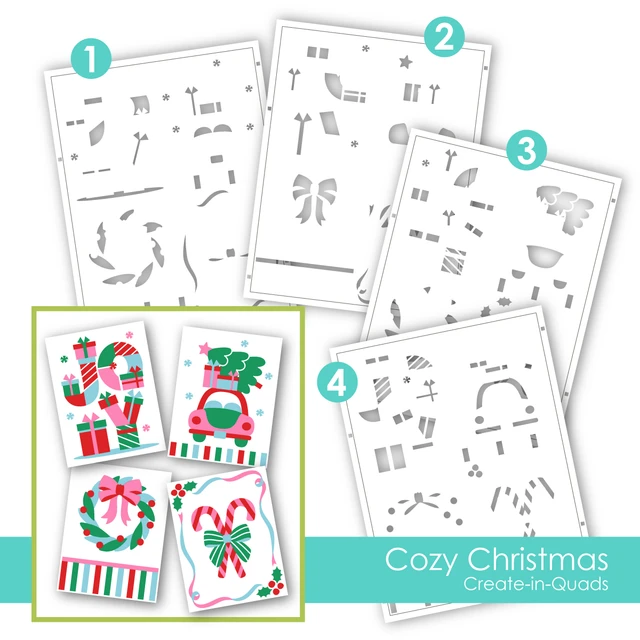 **NEW* - Taylored Expression - Create-in-Quads Layering Stencil - Cozy Christmas