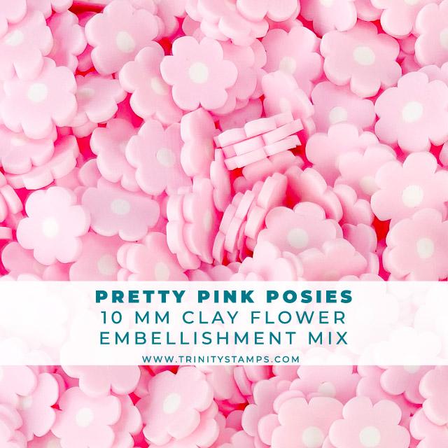 Trinity Stamps - Pretty Pink Posies - 10mm Clay flower embellishment mix