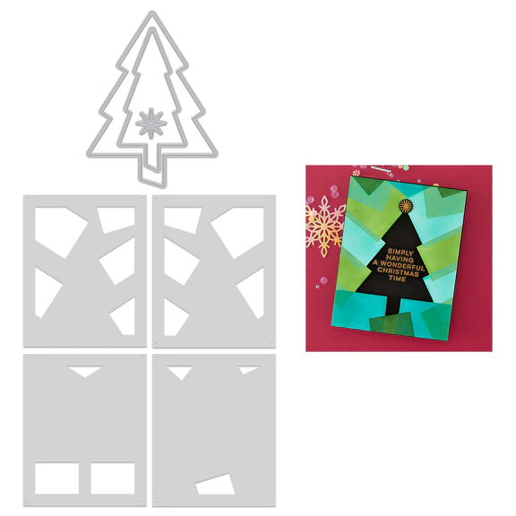 Spellbinders - Hero Arts Very Merry Tree Die & Stencil Bundle from the Very Merry Collection (SO)
