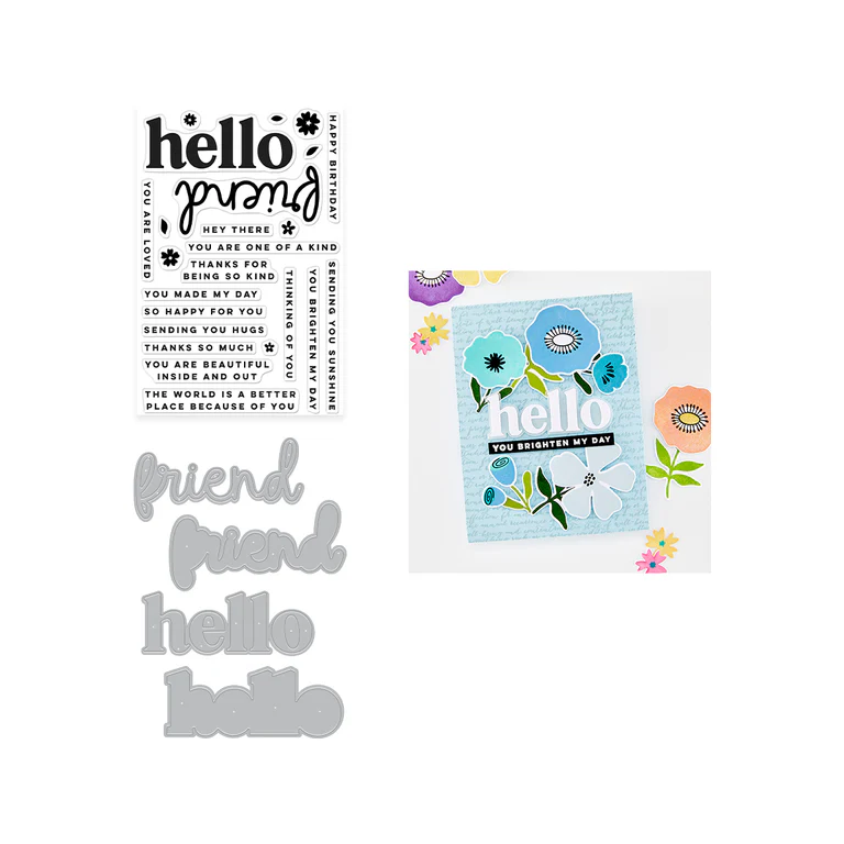 *NEW* - Spellbinders - Hero Arts Hello Friend Clear Stamp & Die Bundle