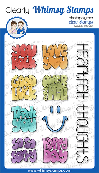 Whimsy Stamps - Sentiment Tiles - Heartfelt Thoughts Clear Stamps