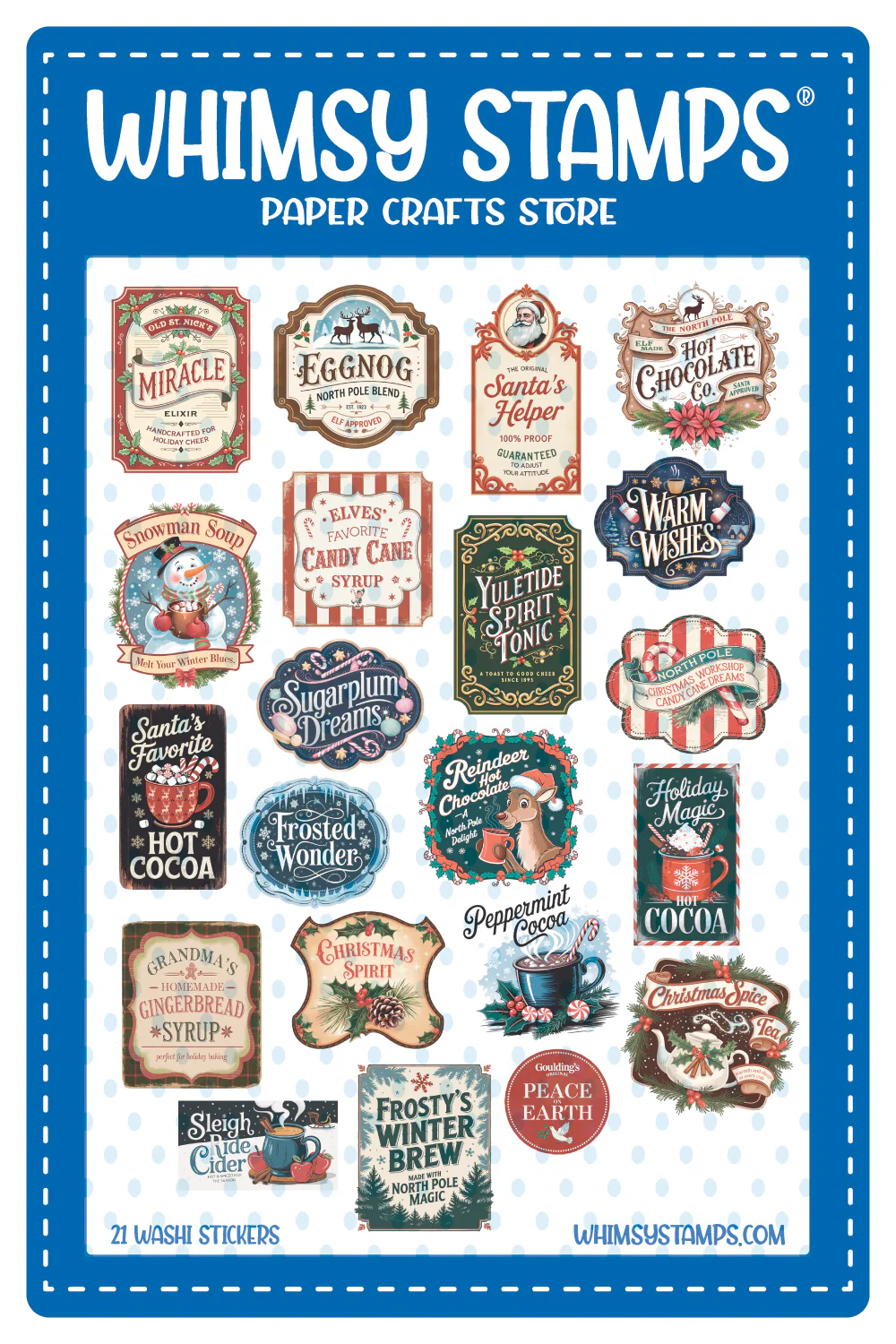 Whimsy Stamps - Washi Stickers - Potion Bottle Labels Christmas
