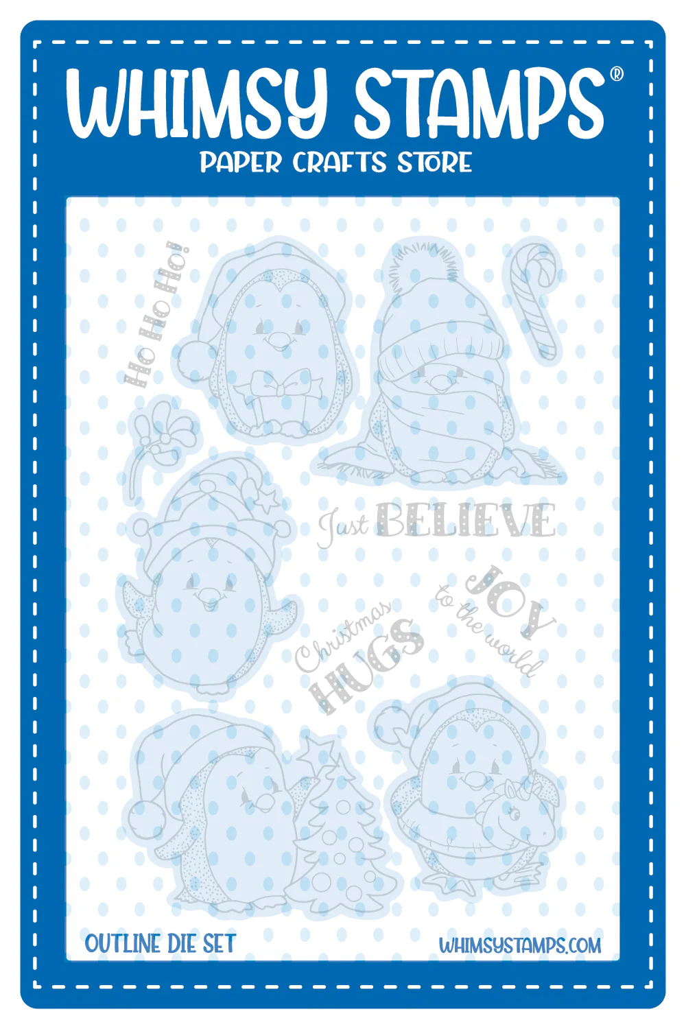 Whimsy Stamps - Penguin Winter Holiday Outline Die Set