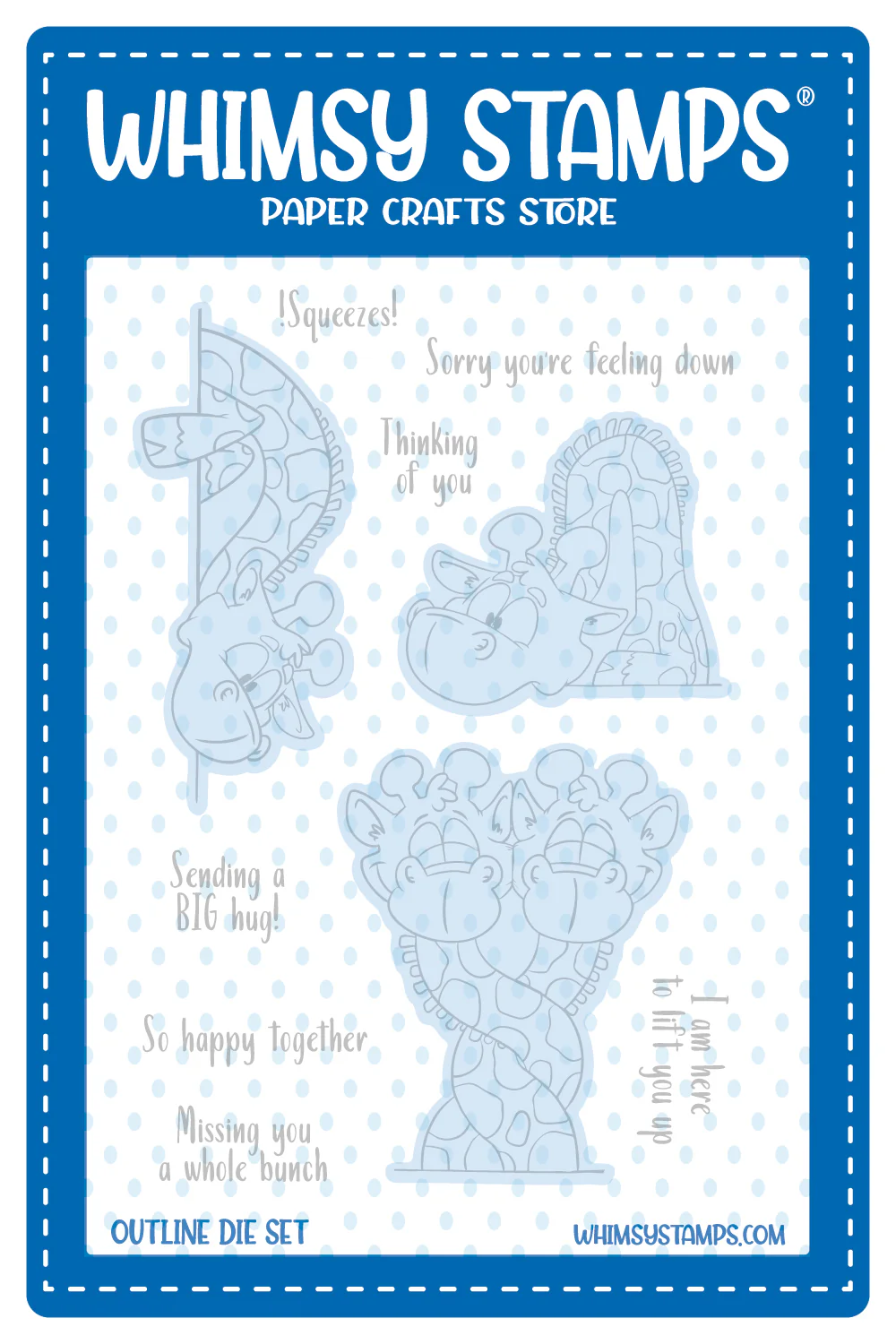 Whimsy Stamps - Giraffes Thinking of You Outline Die Set