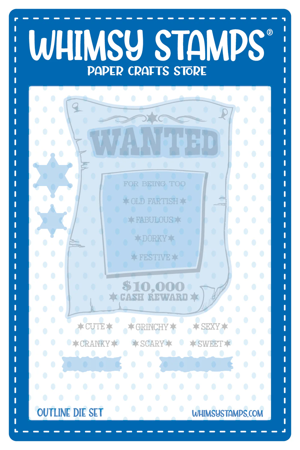 Whimsy Stamps - Wanted Poster Outline Die Set