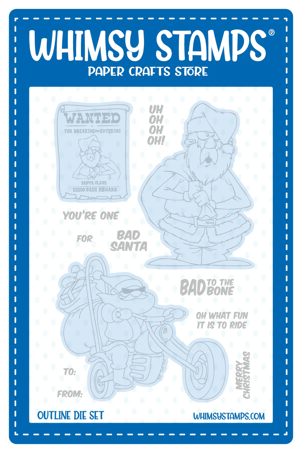 Whimsy Stamps - Bad Santa Outline Die Set