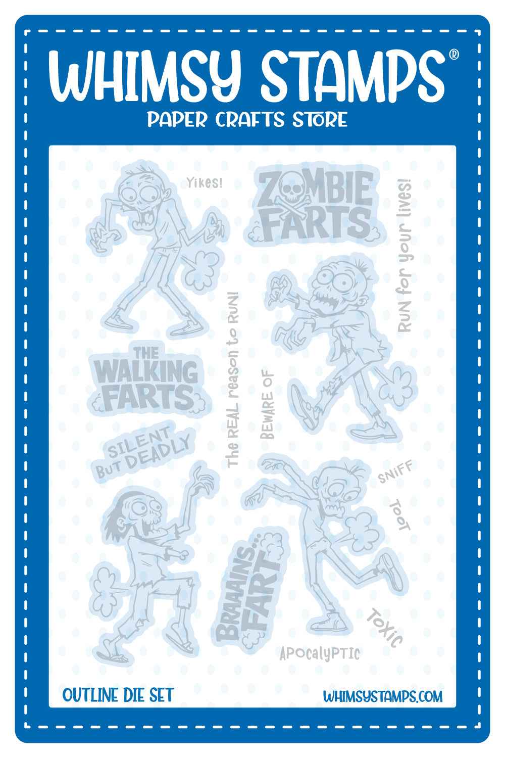 **NEW* - Whimsy Stamps - Zombie Farts Outline Die Set