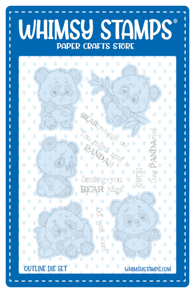 Whimsy Stamps - Panda Get Well Outlines Die Set