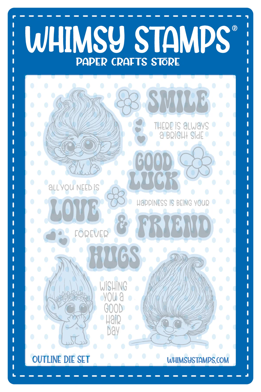 Whimsy Stamps - Troll Friends Outline Die Set