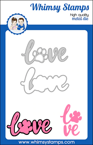 Whimsy Stamps - Love Paw Word and Shadow Die Set