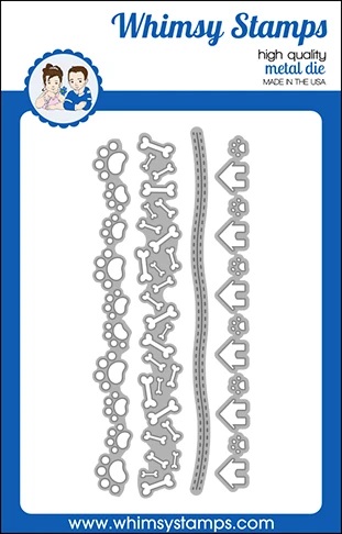 Whimsy Stamps - Paws and Bones Border Die Set