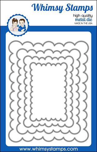 Whimsy Stamps - FaDoodles Frames Scalloped Rectangles Die Set