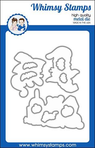 Whimsy Stamps - Hocus Pocus Kittens Outline Die Set