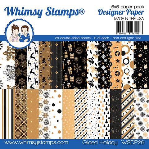 Whimsy Stamps - 6x6 Paper Pack - Gilded Holiday