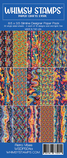 Whimsy Stamps - Slimline Paper Pack - Retro Vibes