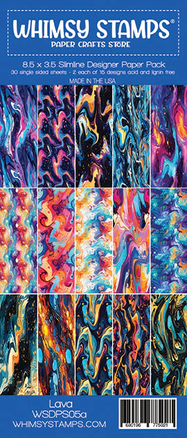 Whimsy Stamps - Slimline Paper Pack - Lava