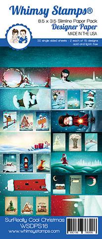Whimsy Stamps - Slimline Paper Pack - SurReally Cool Christmas