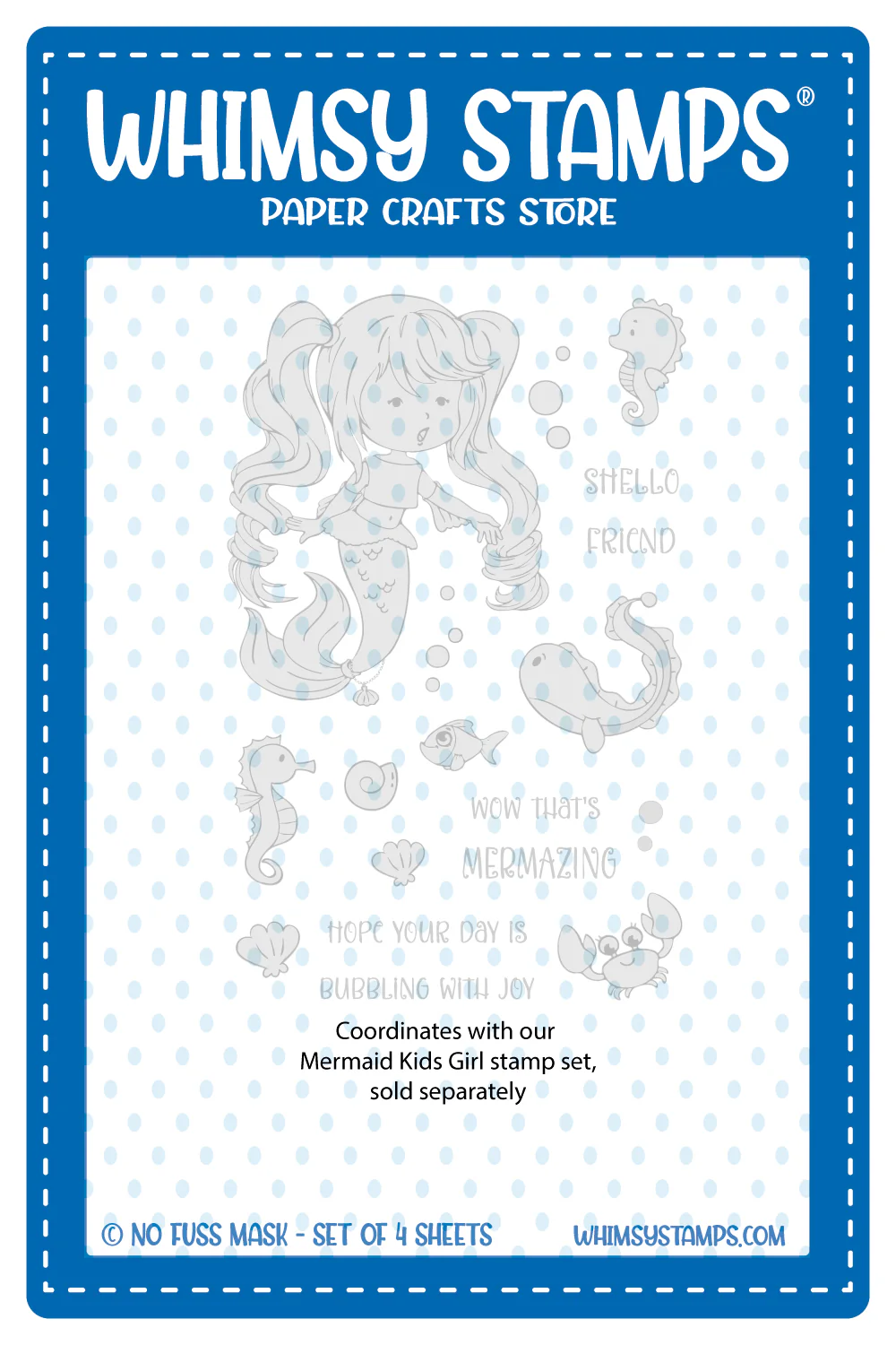 Whimsy Stamps - Mermaid Kids Girl - NoFuss Masks